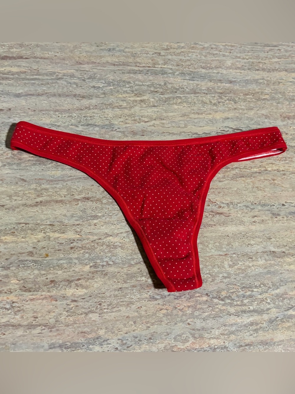 NWOT PINK Victoria's Secret Red and White Polka Dots Thong Panty